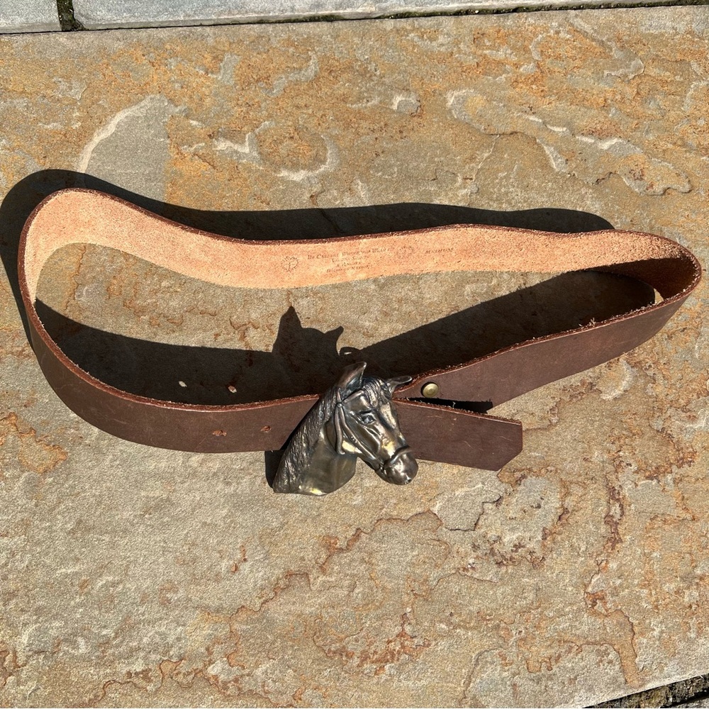 Virgins Saints & Angels Brown Belt with Silver Horse Buckle Western boho style